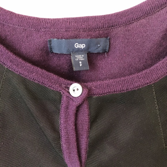 Cardigan Plum mesh chest full button layer light S - Picture 2 of 6